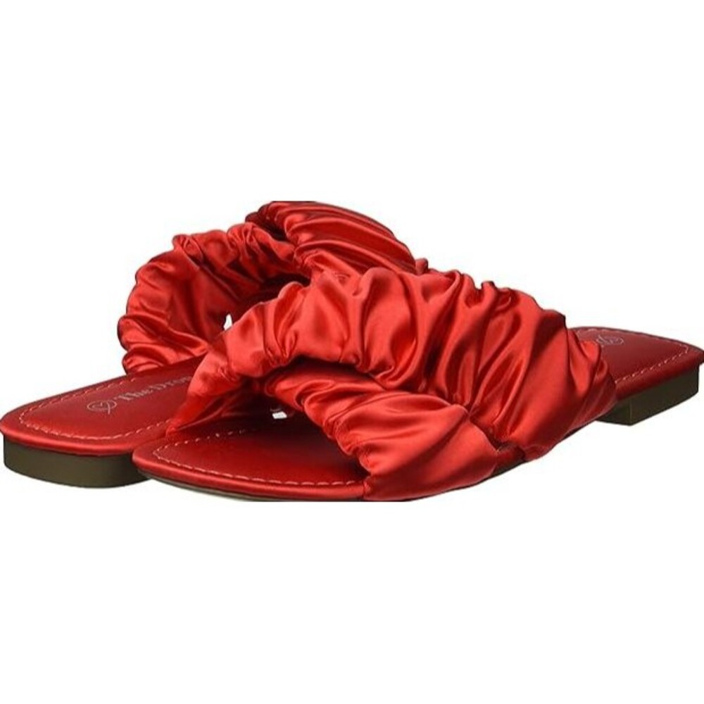The Drop Womens Brianna Ruched Cross Strap Flat Sandal Open Toe Size 7